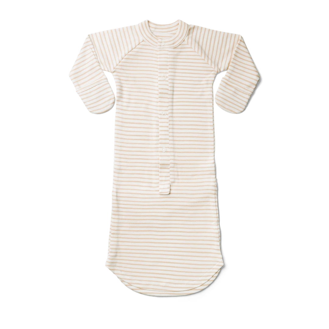 Goumi Kids Dune Stripe Bamboo Organic Gown Preemie + Newborn 8 Goumi Kids Dune Stripe Bamboo Organic Gown Preemie + Newborn