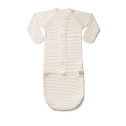 Goumi Kids Dune Stripe Bamboo Organic Gown Preemie + Newborn 12 Goumi Kids Dune Stripe Bamboo Organic Gown Preemie + Newborn