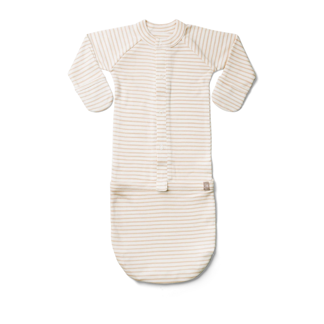 Goumi Kids Dune Stripe Bamboo Organic Gown Preemie + Newborn 7 Goumi Kids Dune Stripe Bamboo Organic Gown Preemie + Newborn