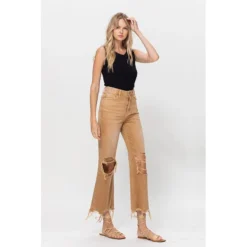J+j Jeans + Pants Khaki Cropped Flare Jeans