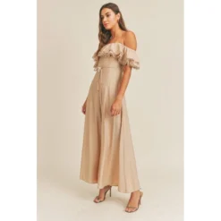 J+j Taupe Lace Off The Shoulder Ruffle Women's Jumper Rompers + Jumpers 7 J+j Taupe Lace Off The Shoulder Ruffle Women's Jumper Rompers + Jumpers