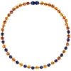 Powell's Owl Amber Gemstone Cognac + Lapis Necklace Jewelry