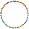 Powell's Owl Amber Gemstone Cognac + Turquoise Necklace