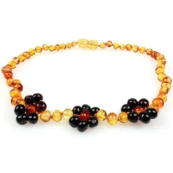 Powell's Owl Amber Gemstone Honey + Cherry Flower Necklace Jewelry
