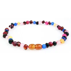 Powell's Owl Jewelry Amber Gemstone Quartz + Agate Necklace