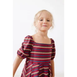 Lia + Lou Retro Stripe Ribbed Puff Sleeve Dress Dresses