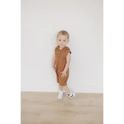 Mebie Baby Overalls + Rompers Honey Waffle Hooded Short Romper