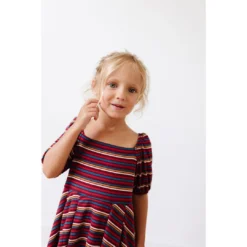 Lia + Lou Retro Stripe Ribbed Puff Sleeve Dress Dresses