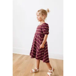 Lia + Lou Retro Stripe Ribbed Puff Sleeve Dress Dresses