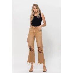 J+j Jeans + Pants Khaki Cropped Flare Jeans