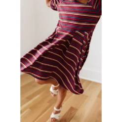 Lia + Lou Retro Stripe Ribbed Puff Sleeve Dress Dresses