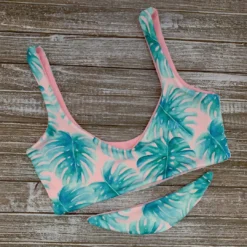 Raelo Swim Pink Palm + Blush Women's Swim Top