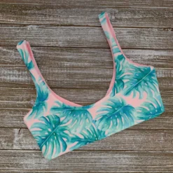 Raelo Swim Pink Palm + Blush Women's Swim Top