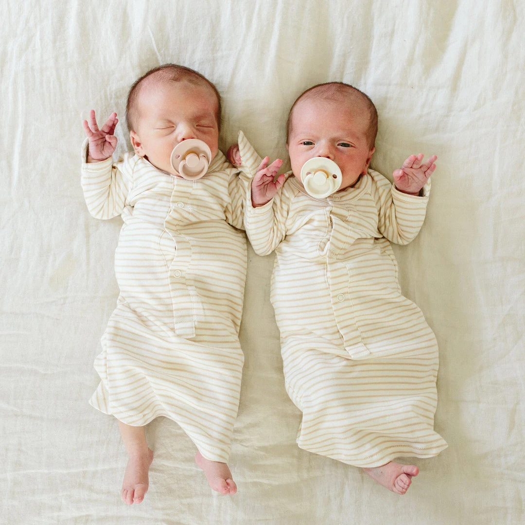 Goumi Kids Dune Stripe Bamboo Organic Gown Preemie + Newborn 4 Goumi Kids Dune Stripe Bamboo Organic Gown Preemie + Newborn