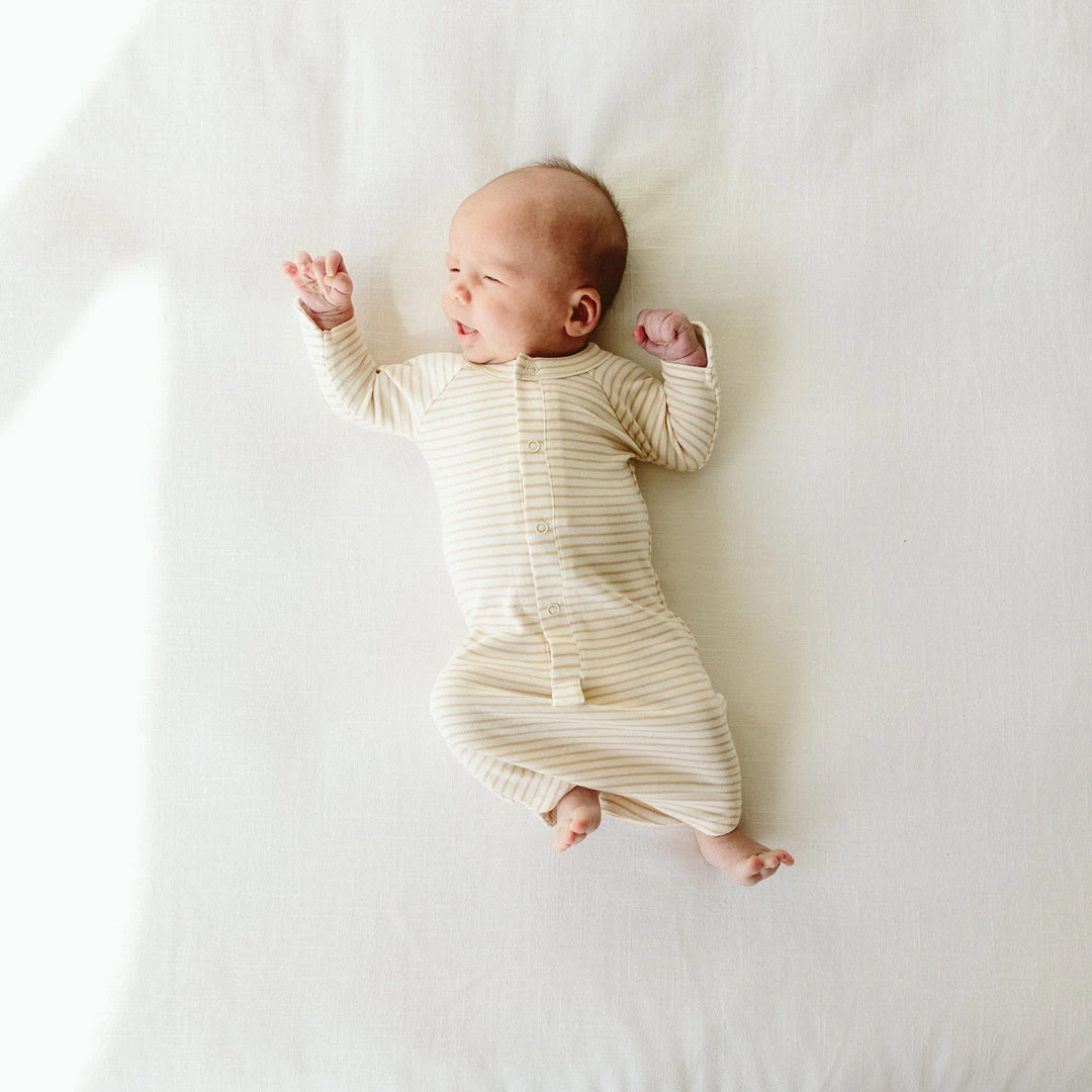 Goumi Kids Dune Stripe Bamboo Organic Gown Preemie + Newborn 3 Goumi Kids Dune Stripe Bamboo Organic Gown Preemie + Newborn