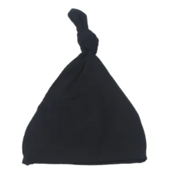 Three Little Tots Black Ribbed Knotted Beanie