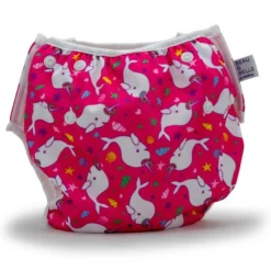 Beau + Belle Littles Hot Pink Narwhals Reusable Swim Diaper