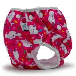 Beau + Belle Littles Hot Pink Narwhals Reusable Swim Diaper