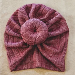 Minikane Headwear Dusty Mauve Knotted Bow Turban Hat