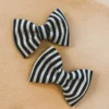 Bows For Show Headwear Black + White Stripe Pigtail Hair Bow Clips