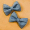 Bows For Show Denim Blue Pigtail Hair Bow Clips