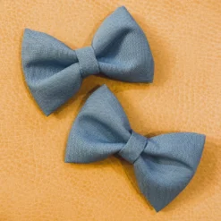 Bows For Show Denim Blue Pigtail Hair Bow Clips