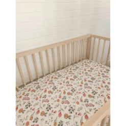 Joss + J Whimsical Dancing Blooms Muslin Crib Sheet