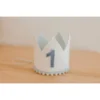 Cutest Little Party # 1 White Glitter + Baby Blue Pom Trim + Pool Felt Crown
