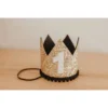 Cutest Little Party # 1 Gold Glitter + Black Pom Trim + White Glitter Crown