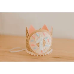 Cutest Little Party Party Time # 1 Gold Glitter + Donut + White Glitter Crown