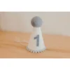 Cutest Little Party # 1 White Glitter + Baby Blue Pom Trim + Pool Felt Party Hat Party Hats