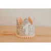 Cutest Little Party Party Time # 1 Silver Glitter + Blush Pom Trim + White Glitter Crown