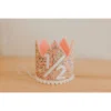Cutest Little Party # 1/2 Mosaic Glitter + White Pom Trim/hot Pink + White Glitter Crown Crowns