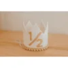 Cutest Little Party Party Time # 1/2 White Glitter + Toast Pom Trim/white Lining + Toast Felt Crown