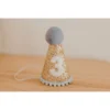 Cutest Little Party # 3 Gold Glitter + Baby Blue Pom Trim + White Glitter Party Hat Party Time