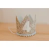 Cutest Little Party # 4 Silver Glitter + Baby Blue Pom Trim + White Glitter Crown Party Time