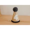 Cutest Little Party # 4 Gold Glitter + Navy Pom Trim + White Glitter Party Hat Party Time