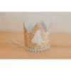 Cutest Little Party # 4 Gold Glitter + Baby Blue Pom Trim + White Glitter Crown