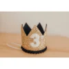 Cutest Little Party # 3 Gold Glitter + Navy Pom Trim + White Glitter Crown