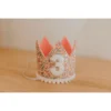 Cutest Little Party Party Time # 3 Mosaic Glitter + White Pom Trim/hot Pink + White Glitter Crown