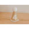 Cutest Little Party # 4 Gold Glitter + White Pom Trim + White Glitter Party Hat Party Time