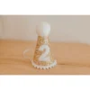 Cutest Little Party # 2 Gold Glitter + White Pom Trim + White Glitter Party Hat