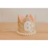 Cutest Little Party # 6 Gold Glitter + Blush Pom Trim + White Glitter Crown Party Time