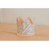 Cutest Little Party # 1/2 Silver Glitter + Blush Pom Trim + White Glitter Crown Party Time