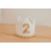 Cutest Little Party Party Time # 2 White Glitter + Toast Pom Trim/white Lining + Rose Gold/toast Felt Crown