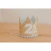 Cutest Little Party # 2 Gold Glitter + Baby Blue Pom Trim + White Glitter Crown Party Time
