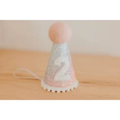 Cutest Little Party # 2 Baby Pink Glitter + Pastel Rainbow + White Glitter Party Hat