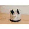 Cutest Little Party # 2 Silver Glitter + Navy Pom Trim + White Glitter Crown