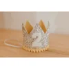 Cutest Little Party Party Time # 2 Silver Glitter + Mustard Pom Trim + White Glitter Crown