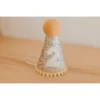 Cutest Little Party # 2 Silver Glitter + Mustard Pom Trim + White Glitter Party Hat Party Hats